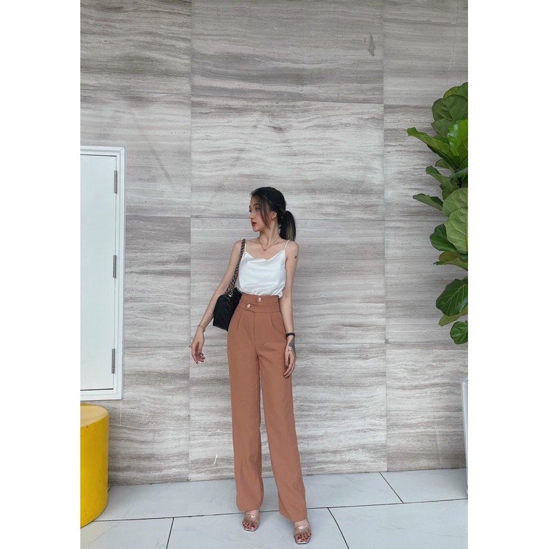 Quần Culottes Ống Rộng Cạp Cao 2 Cúc Chéo Cách Điệu  | BigBuy360 - bigbuy360.vn