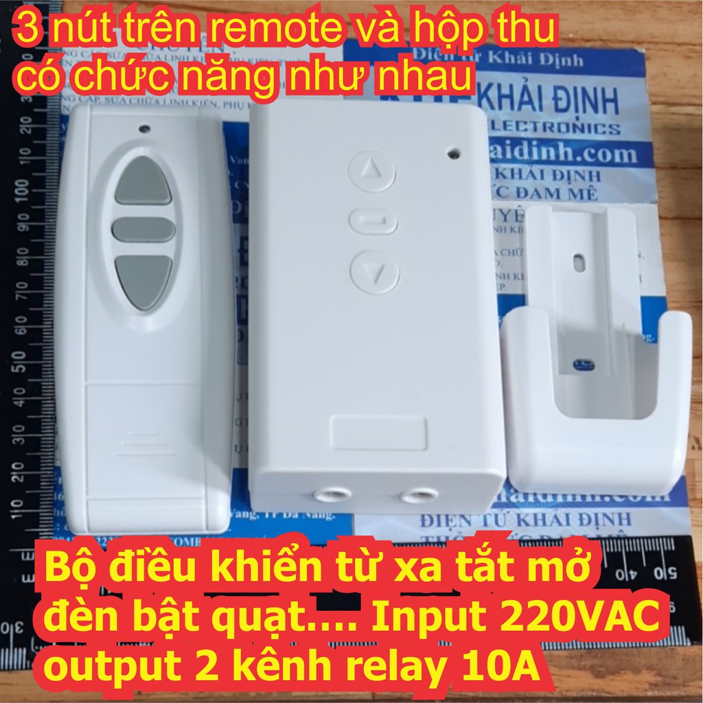 Bộ điều khiển từ xa tắt mở đèn, bật quạt…. Input 220VAC, output 2 kênh relay 10A kde6949