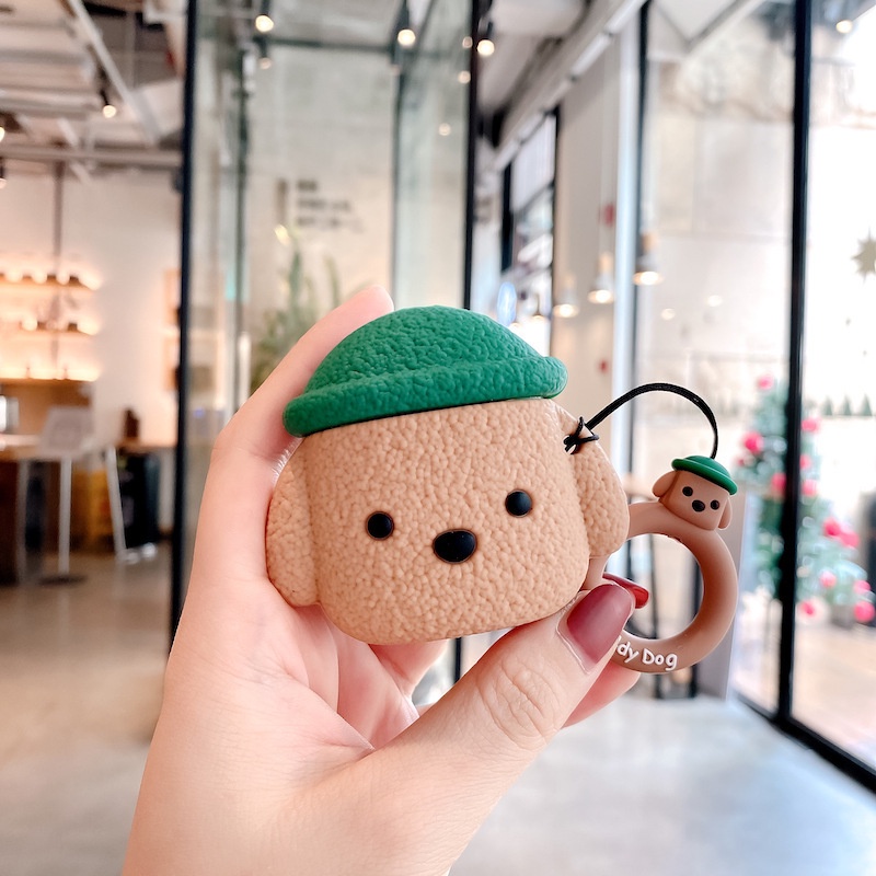 Vỏ bảo vệ hộp sạc tai nghe NEWMSNR TWS-09/QY-T100 kiểu chú chó teddy xinh xắn tùy chọn màu sắc