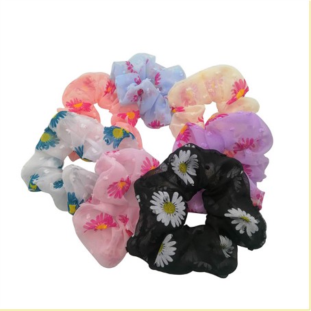 Scrunchies hoa cúc nhiều màu (dây buộc tóc vải hót trend)