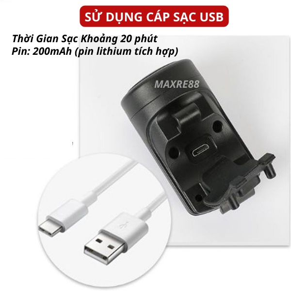 Còi xe đạp thể thao 4 chế độ âm thanh 120db chống trộm chống mưa sạc USB dễ dàng lắp đặt