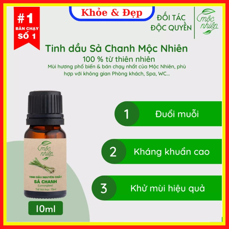 Tinh dầu Sả Chanh Mộc Nhiên | tinh dầu đuổi muỗi 10ml, 100ml