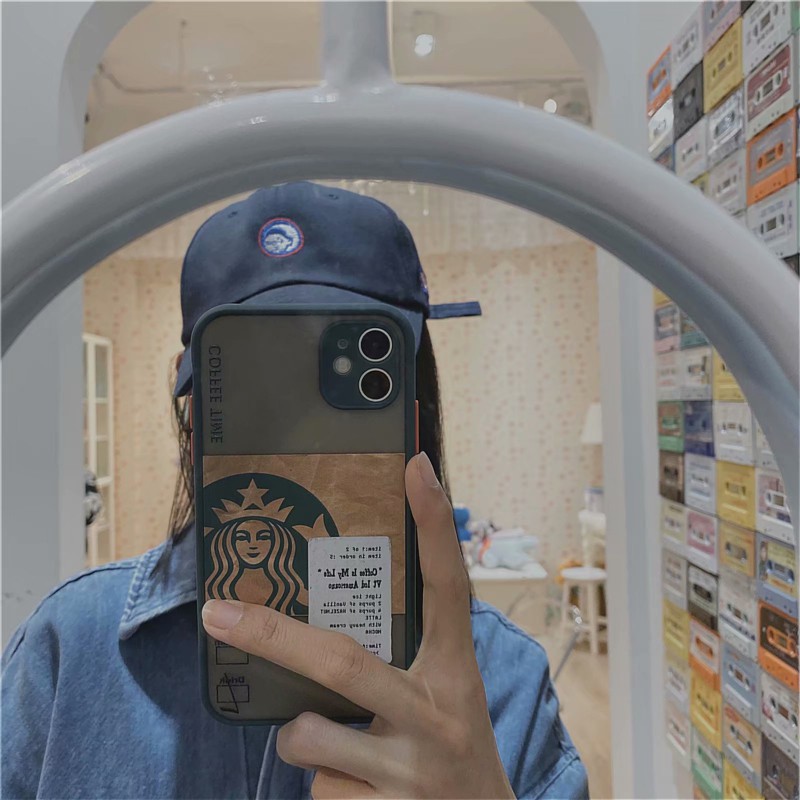 Ốp điện thoại cứng trong suốt hình starbucks bảo vệ cho Iphone 12 iphone 7 plus 8plus 11 pro MAX cover X XR XsMax