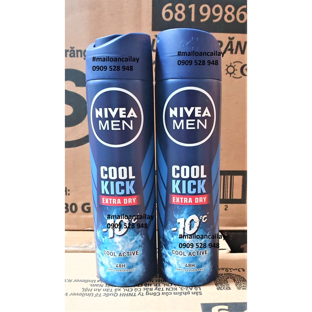 Xịt Khử mùi Nivea Men Cool Kich Extra Dry-Cool Active 150ml