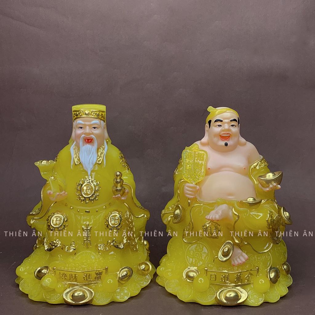 Tượng Thần Tài Ông Đia làm bằng Đá cao cấp màu Vàng có 4 size