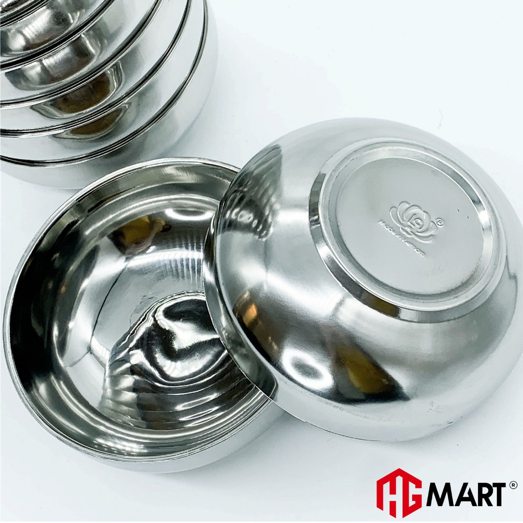 Bộ 10 Bát Trơn Inox cách nhiệt chống nóng thương hiệu Hoàng Gia