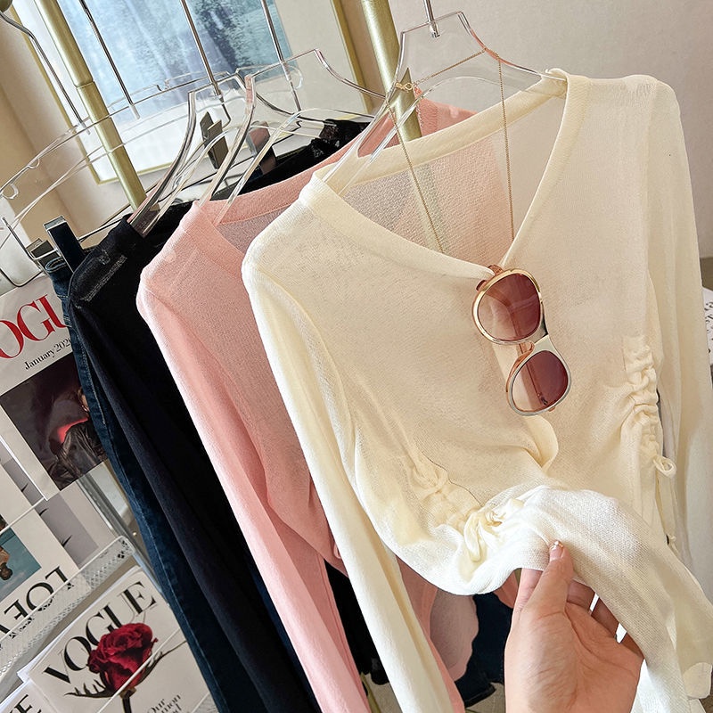 Áo Thun Tay Dài Cổ Tròn Màu Sắc Đơn Giản Cho Nữ