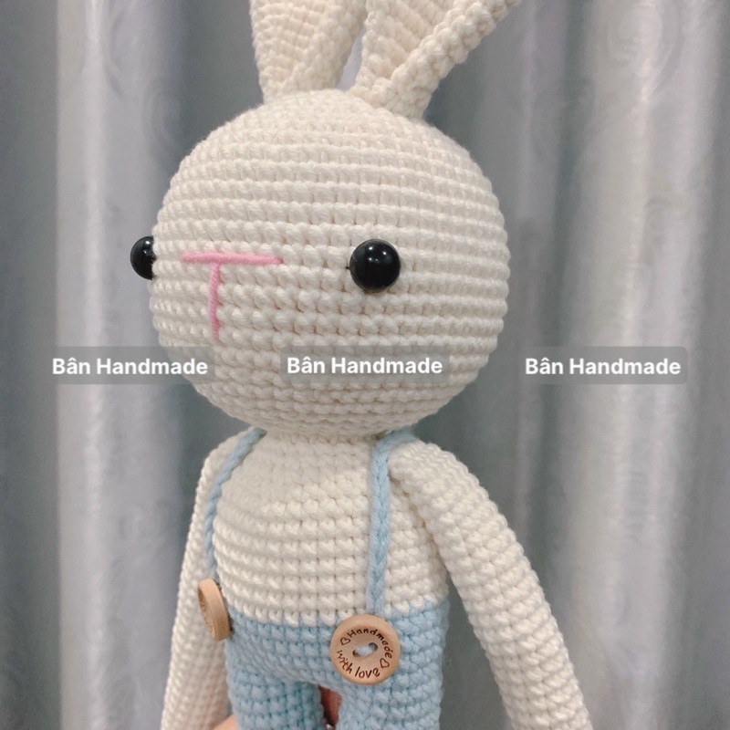 HÀNG ORDER - Thỏ yếm jeans gấu bông móc len  Búp bê em bé - Gấu bông cho bé / quà sinh nhật / quà tặng