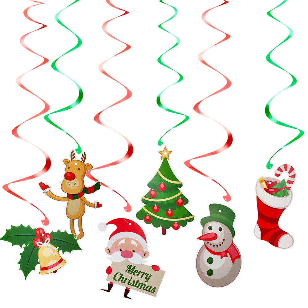 Set 6 / 12 Dây Lá Nhôm Xoắn Treo Trần Trang Trí Giáng Sinh