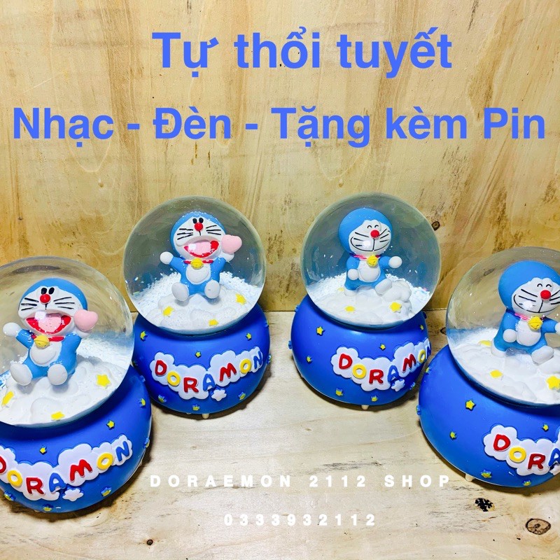 Quả cầu tuyết size LỚN Doraemon nhạc đèn tự thổi tuyết