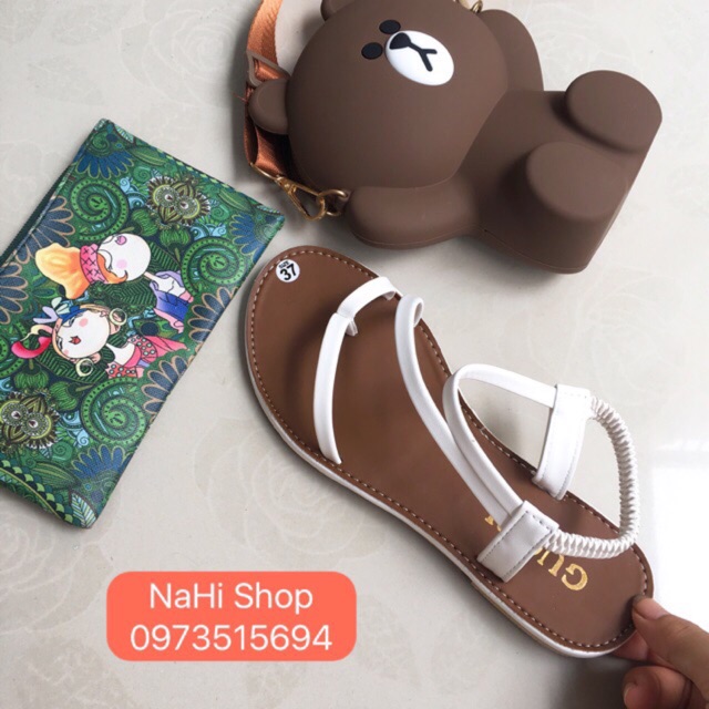 Sandal xỏ ngón dây chéo da siêu dễ thương