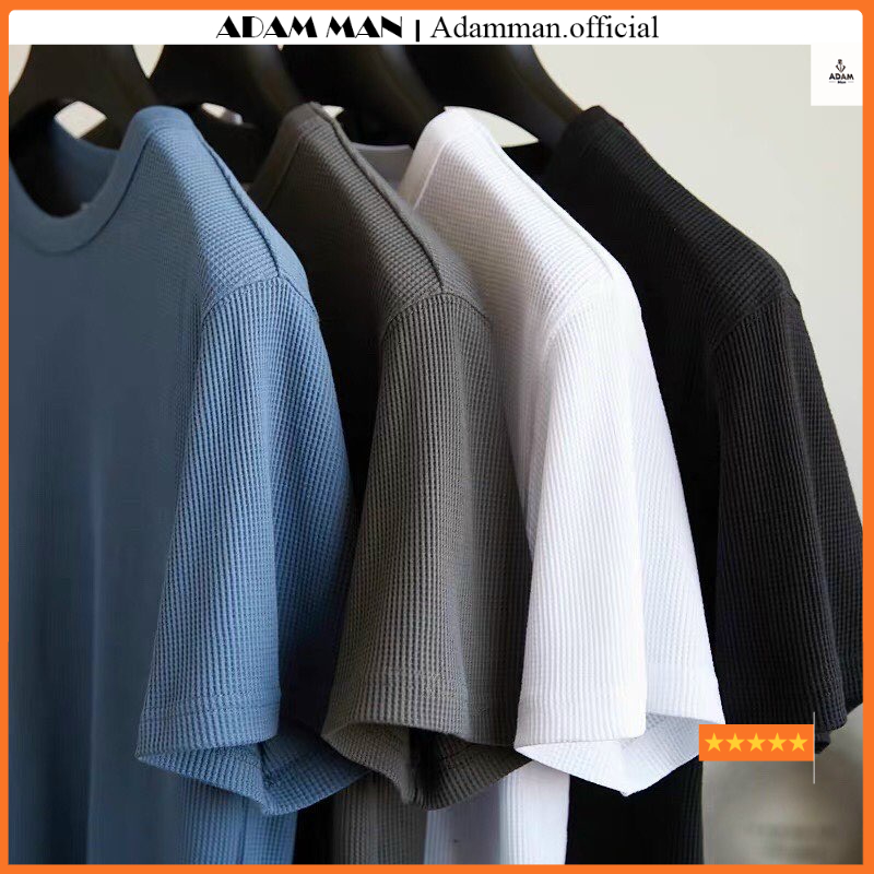 Áo thun nam tay ngắn cổ tròn chất thun cotton tổ ong co giãn 4 chiều phong cách Hàn Quốc - Adamman