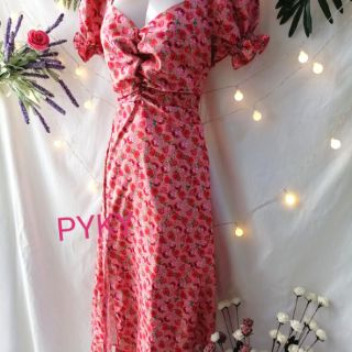 🌺DTB203122341 ĐẦM MIDI HOA CỔ U🌺