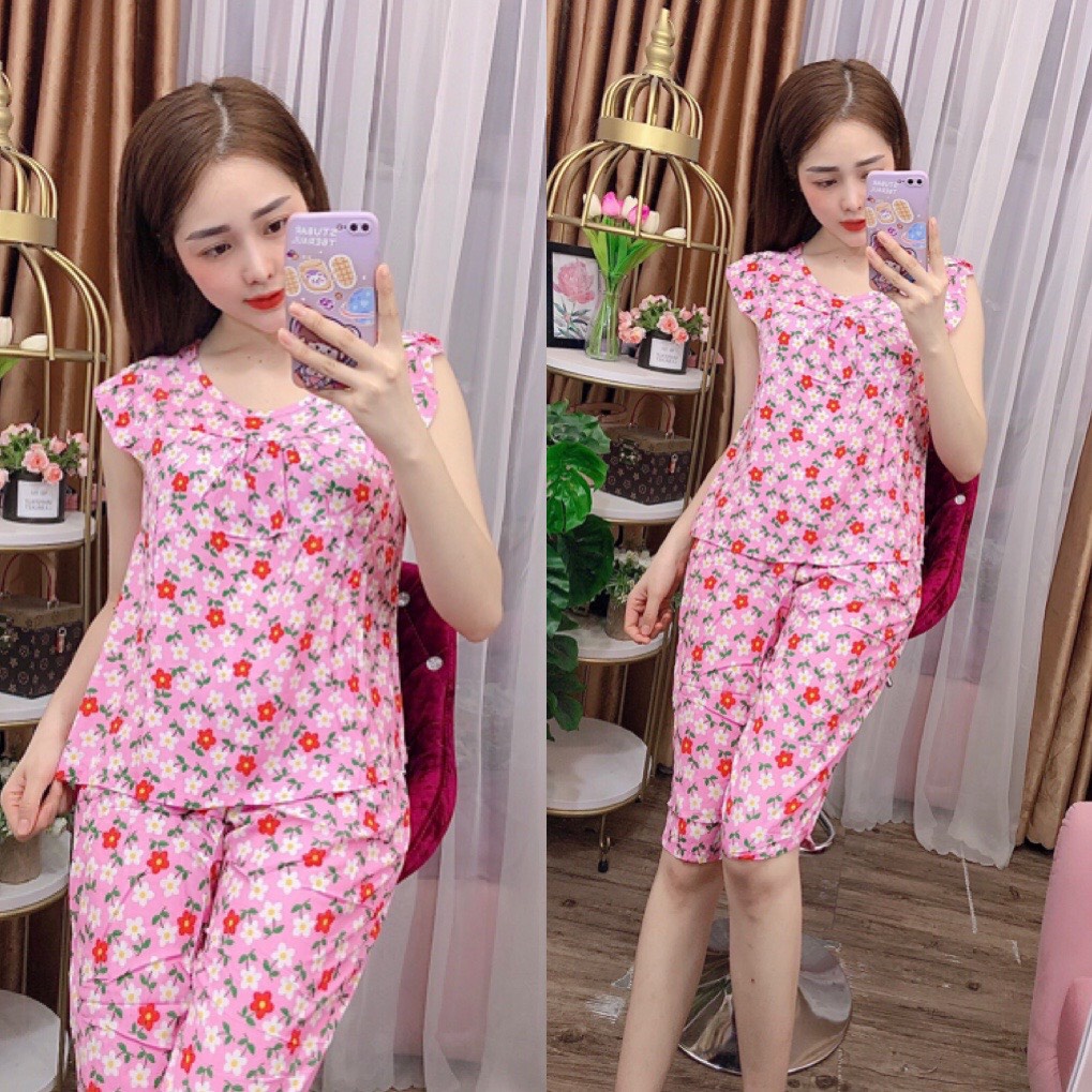 ĐỒ BỘ TOLE MẶC NHÀ HỌA TIẾT HOA NHÍ DỄ THƯƠNG (ẢNH THẬT) GIAO HOA NGẪU NHIÊN, CÓ SIZE 40-75KG - TL33