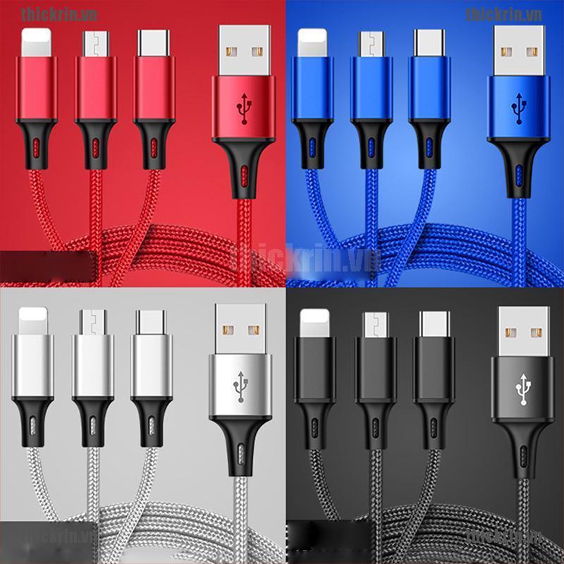 <Hot~new>3 in 1 Multi Type-C Cable Micro USB Data Sync Fast Charging for iPhone Android