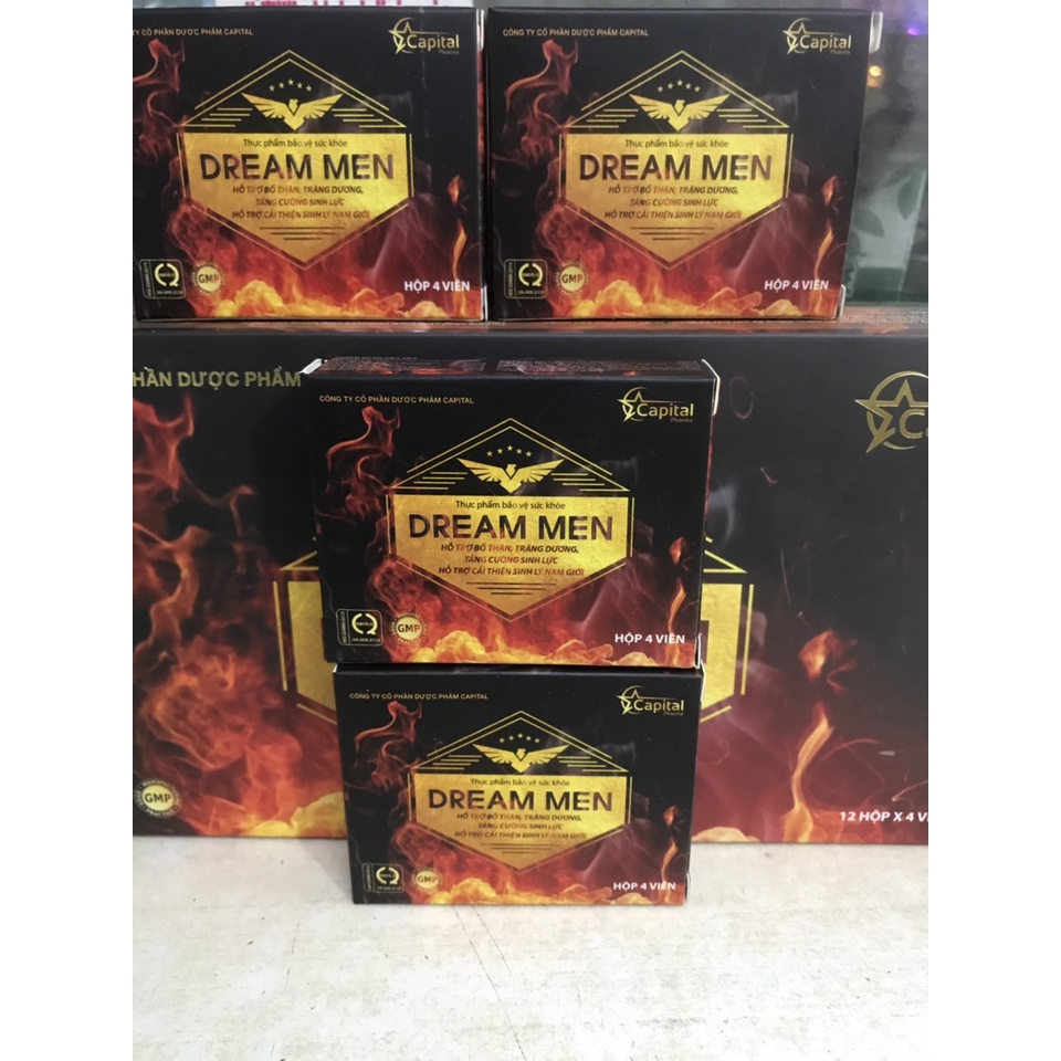CHE TÊN Dream men HỘP 4 VIÊN hỗ trợ bổ thận,tráng dương,tăng cường sinh lực,hỗ trợ cải thiện sinh lý nam giới