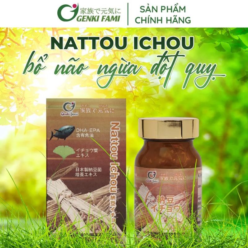 Nattou Ichou Viên Uống Ngăn Ngừa Đột Quỵ Và Bổ Não NattouIchou - Genki Fami lọ 90 viên