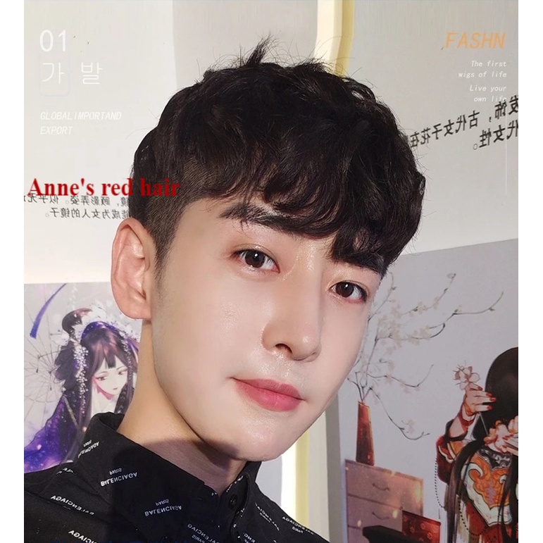 Tóc giả xoăn thoáng khí thời trang tự nhiên cho nam