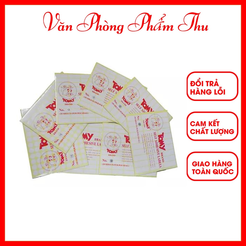 Nhãn Dán Decal Tomy A5 đủ size No. 99 - No.124 Tomy Lable Dễ Dàng Thao Tác Bóc Dán Lên Sản Phẩm