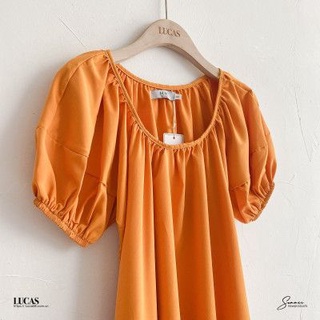 Váy cam cổ vuông tay bồng cộc thân basic
