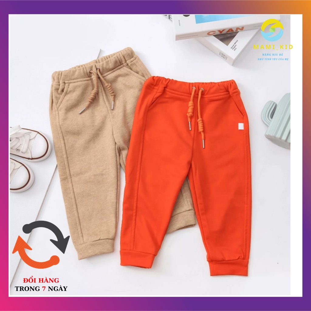 quần bé trai bé gái chất dạ nỉ mềm siêu đẹp, mamikid, đủ size từ 15-38kg