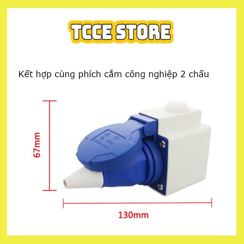 COMBO phích cắm điện hai chấu và ổ cắm điện 2 chấu 16A dạng hộp dùng cho máy phát điện