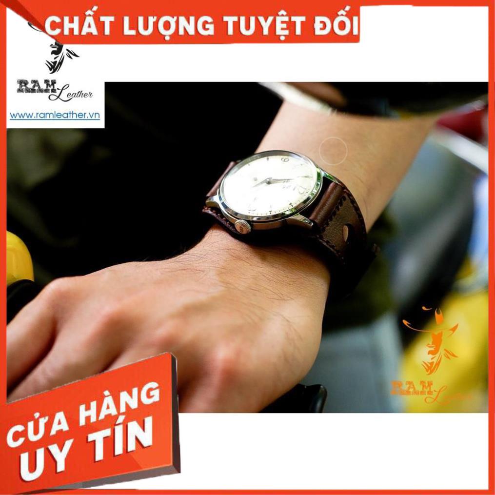 DÂY ĐỒNG HỒ RAM BUNDSTRAP BX 3 NÂU ĐỎ DA BÒ THẬT-ĐỦ SIZE 18,20,22,CASIO-CHÍNH HÃNG RAM LEATHER +
