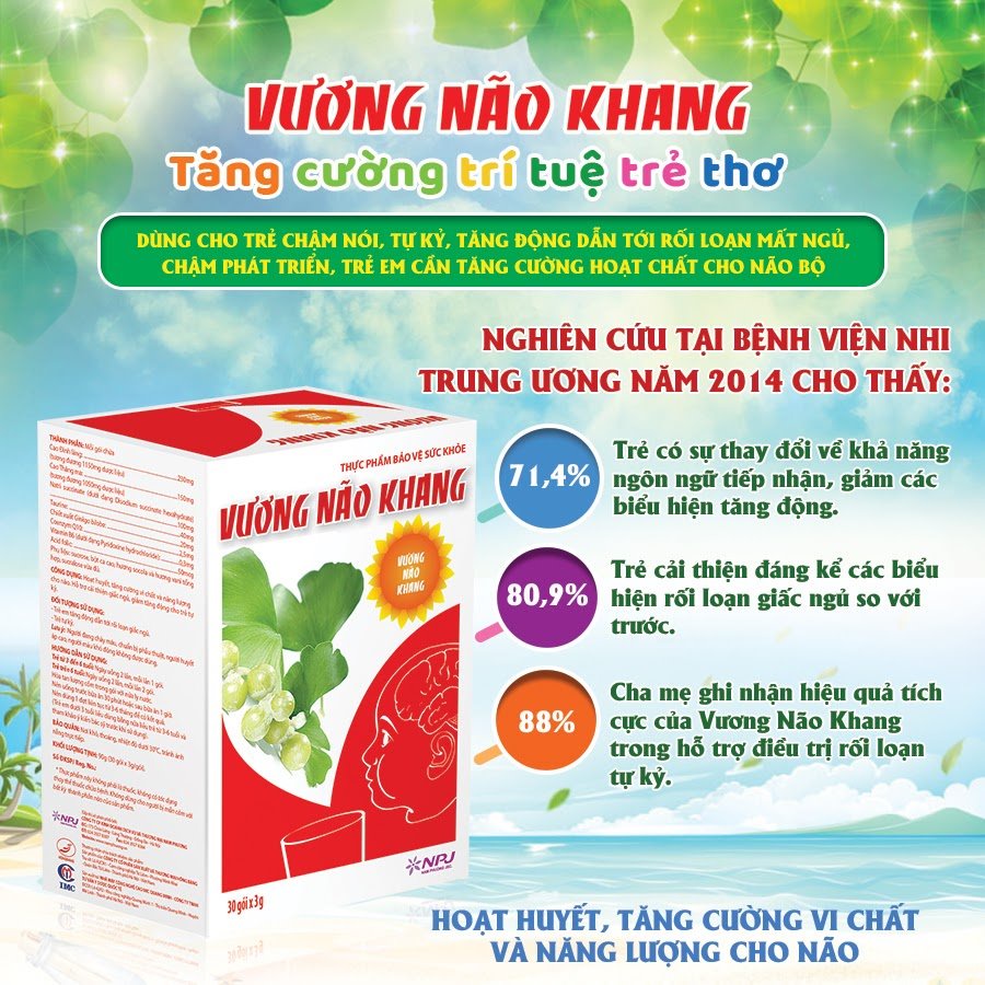 VƯƠNG NÃO KHANG - Hỗ Trợ tăng cường trí tuệ cho trẻ em hộp 30 gói