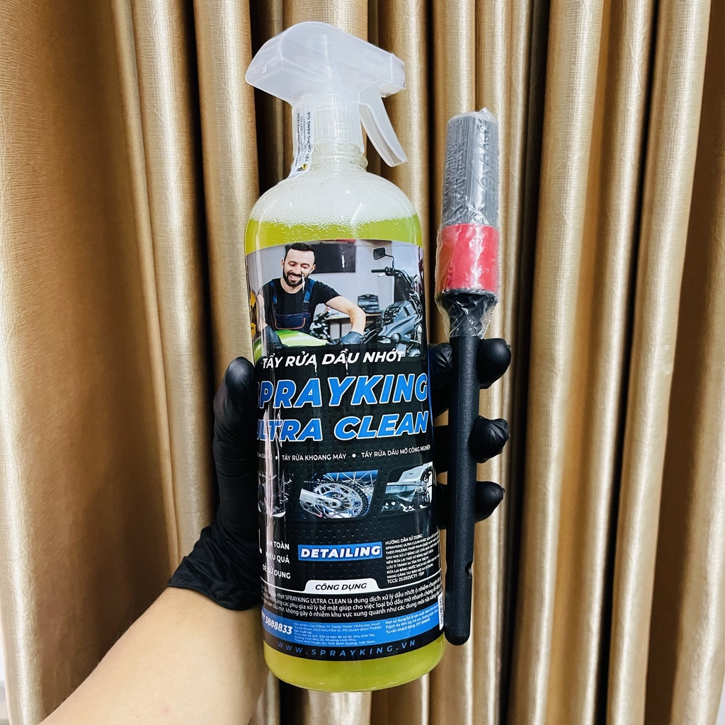 [COMBO CỌ+BÀN CHẢI] Dung dịch tẩy rửa dầu nhớt SPRAYKING ULTRA CLEAN 1L - tẩy rửa đầu bò lốc máy dầu mỡ rửa xe