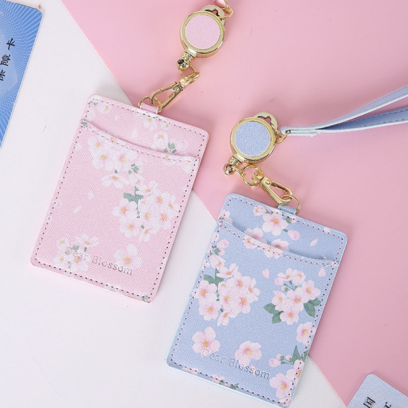 Bao Da Pu Đựng Thẻ ID/Thẻ ID/Thẻ Đi Xe Buýt Có Dây Đeo Cổ Có Thể Thu Gọn