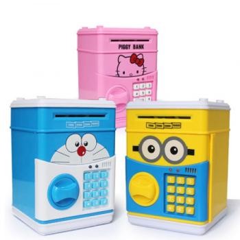 Két đựng tiền mini cho trẻ em, Két nhựa thông minh đồ chơi cho bé trai bé gái đựng tiền tiết kiệm, lì xì đa năng FERADO