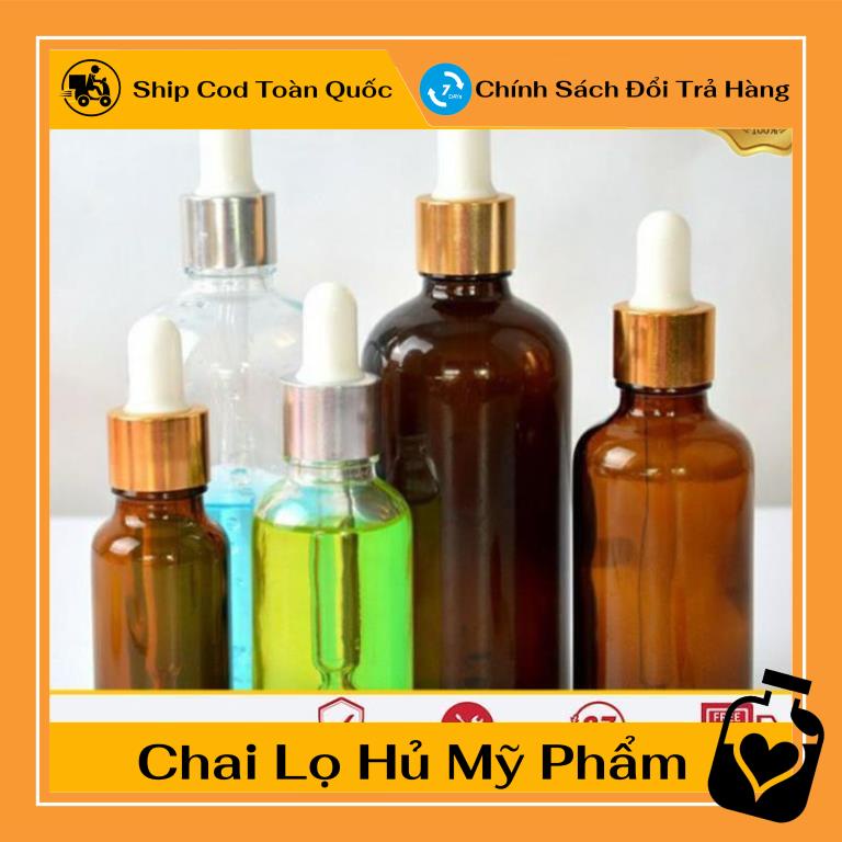 Lọ Chiết Serum ❤ TOP GIÁ RẺ ❤ [50ml,100ml] Lọ đựng tinh dầu bóp giọt khoen vàng, phụ kiện du lịch