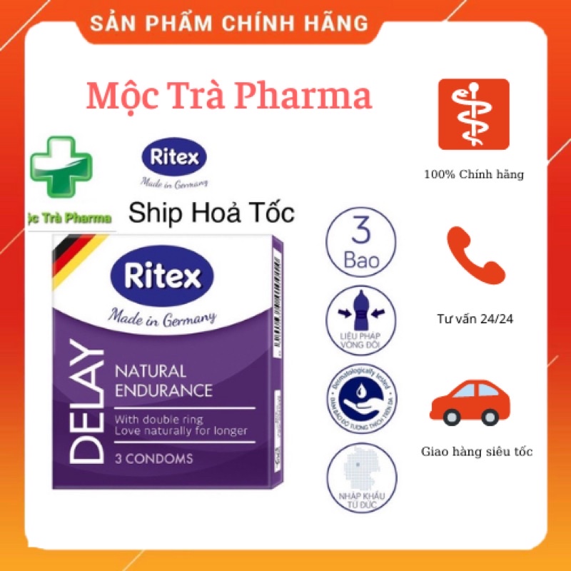 [Nhập Đức]- Bao cao su Ritex Delay kéo dài thời gian hộp 3 bao - Hàng nhập khẩu chính hãng