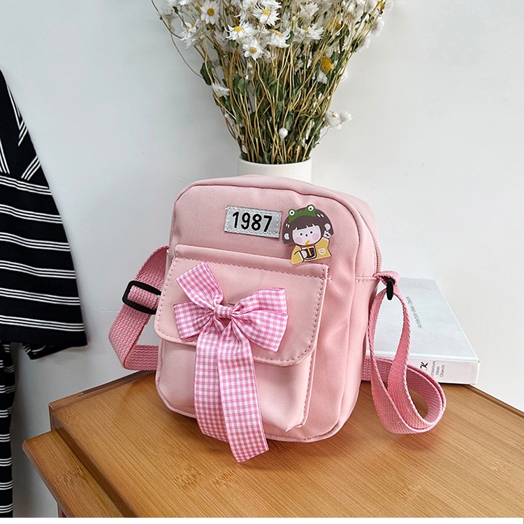 Túi Đeo Chéo Bằng Nylon Dáng Vuông Nhỏ Phong Cách Hàn Quốc Mới Cho Nữ Sinh