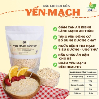 Yến mạch giảm cân hữu cơ cán dẹp fitdeli 500g - nhập khẩu mỹ nguyên chất