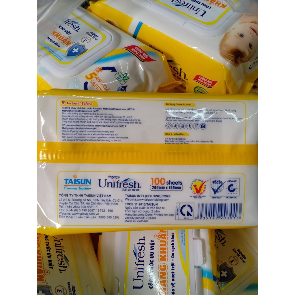 Khăn ướt Unifresh Không Mùi 80 tờ an toàn cho da bé
