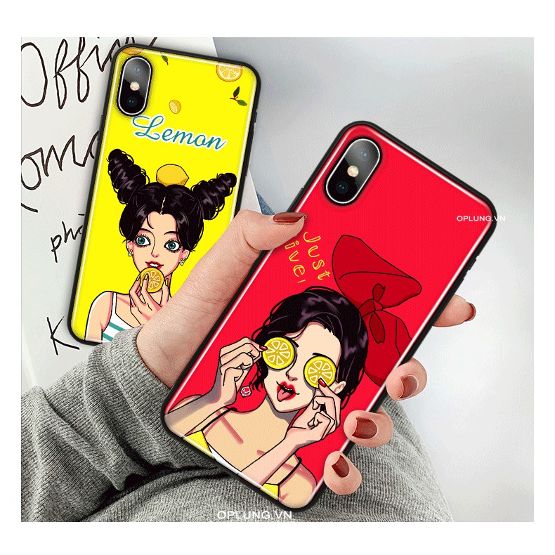 Ốp lưng iphone samsung mặt kính cường lực Lemon và Just Live ốp iphone 6 6s 6 plus7plus 8 x xs xr xs
