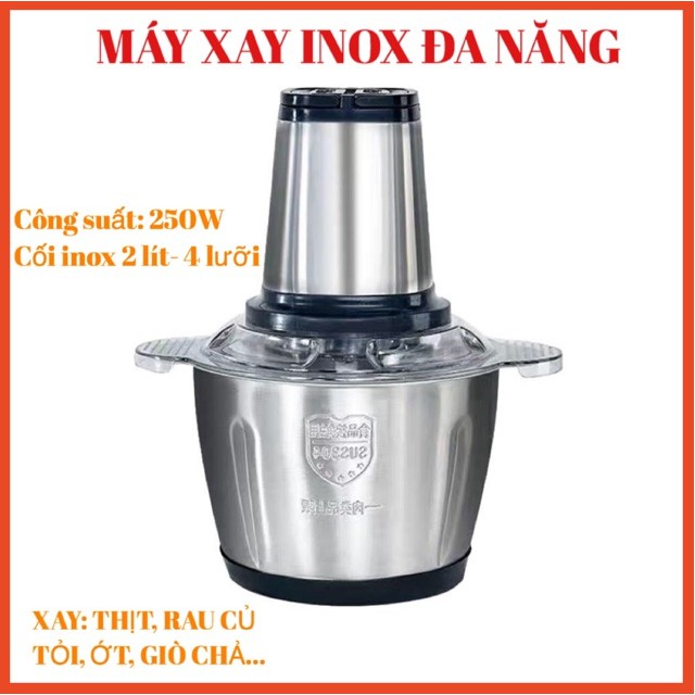 MÁY XAY THỊT XAY THỰC PHẨM CỐI INOX 4 LƯỠI SIÊU KHOẺ