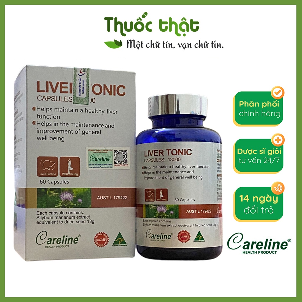 Viên Uống Hỗ Trợ Tăng Cường Chức Năng Gan Liver Tonic Careline Lọ 60 Viên