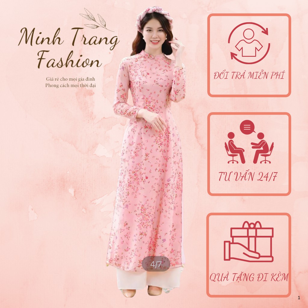 áo dài thời trang hàng 4 tà vải hoa nhí tơ cực xịn