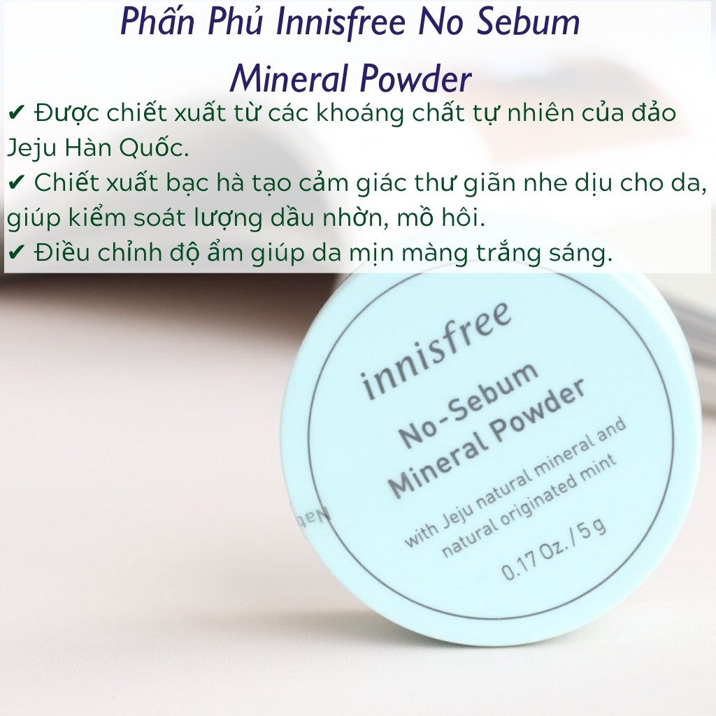 Phấn phủ INNISFREE No Sebum Mineral Powder kiềm dầu dạng bột 5g - ZAVENCI Official