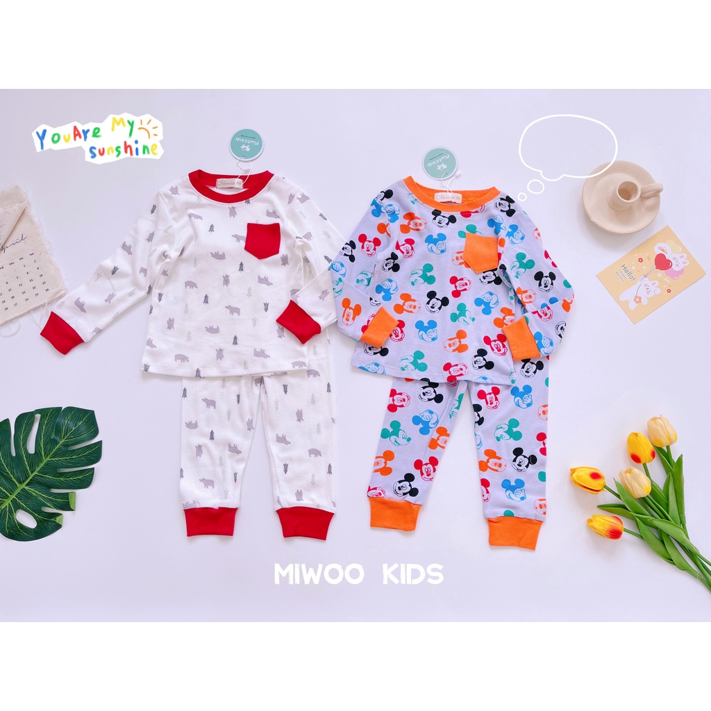 Bộ cotton dài bo Miwoo Kids cho bé họa tiết dễ thương bảng 6