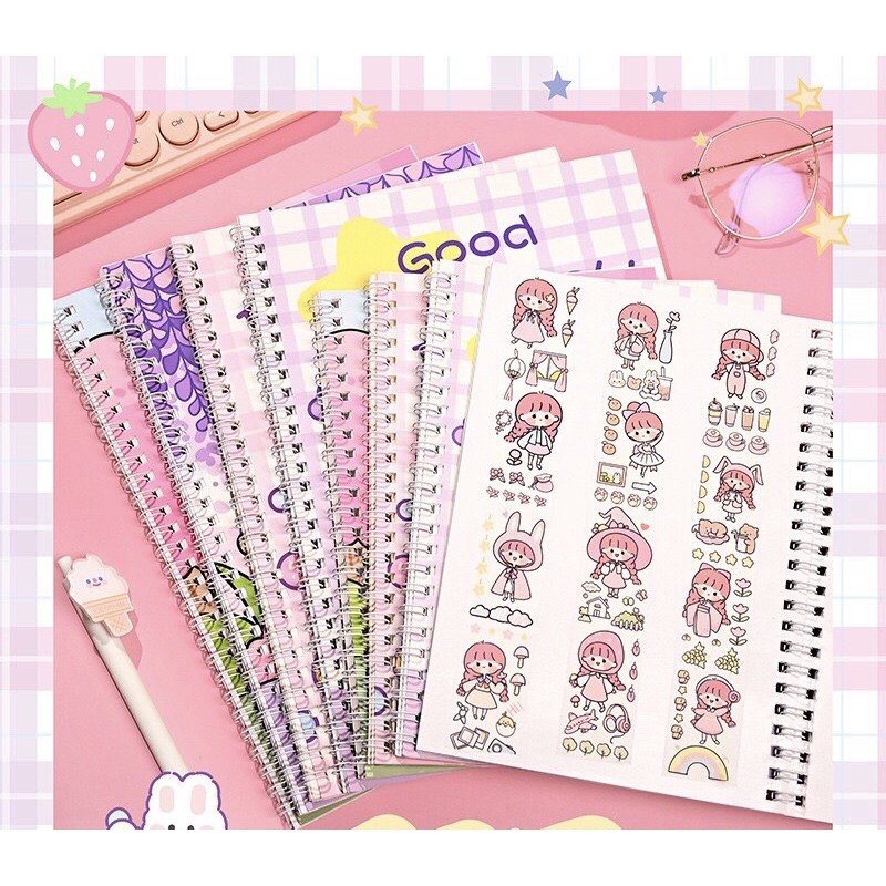 Sổ chiêt, sổ lưu trữ sticker, washitape lò xo size A5 họa tiết dễ thương tiện lợi Canarystore54 trang trí sổ dụng cụ l