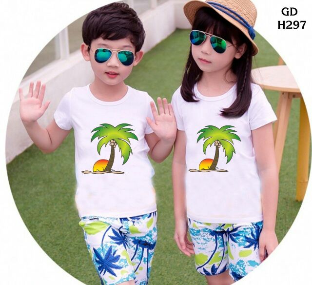 sét đi biển GIA ĐÌNH LÀ SỐ 1- bộ đi biển nam nữ teambuding 3/4/5 người chất cotton mịn mát giá sĩ [giá 1 bộ]