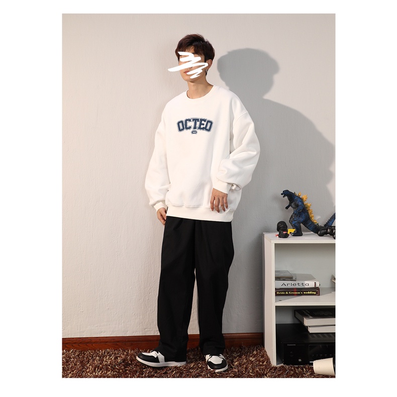 (Hot Trend ) Áo SWEATER Cổ Tròn Phong Cách OCTEO Trẻ Trung Chàng Trai Mùa Thu, Nỉ Ngoại Siêu Dày Dặn Thiết Kế Lịch Sự