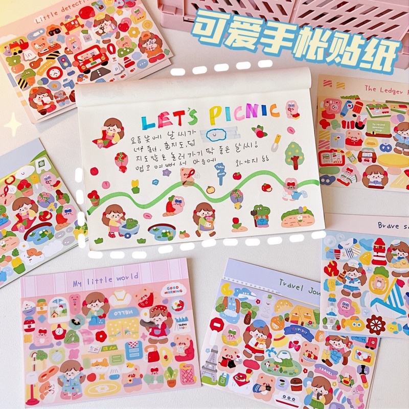 STICKER HÌNH DÁN TRANG TRÍ KỆ TỦ GIÁ RẺ PHONG CÁCH HÀN QUỐC TRANG TRÍ DECOR BÀN HỌC TIỆN LỢI