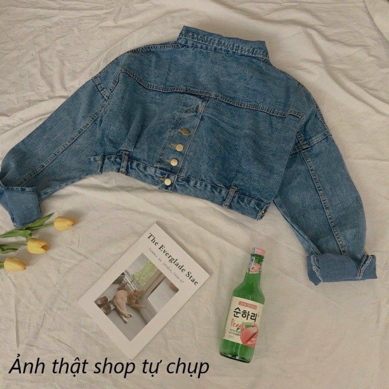 Áo khoác Jeans nữ Croptop Ulzzang trơn | BigBuy360 - bigbuy360.vn