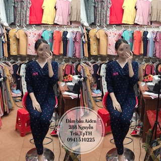 Bộ đồ bầu và sau sinh đẹp chất cotton mùa hè cho bé ti