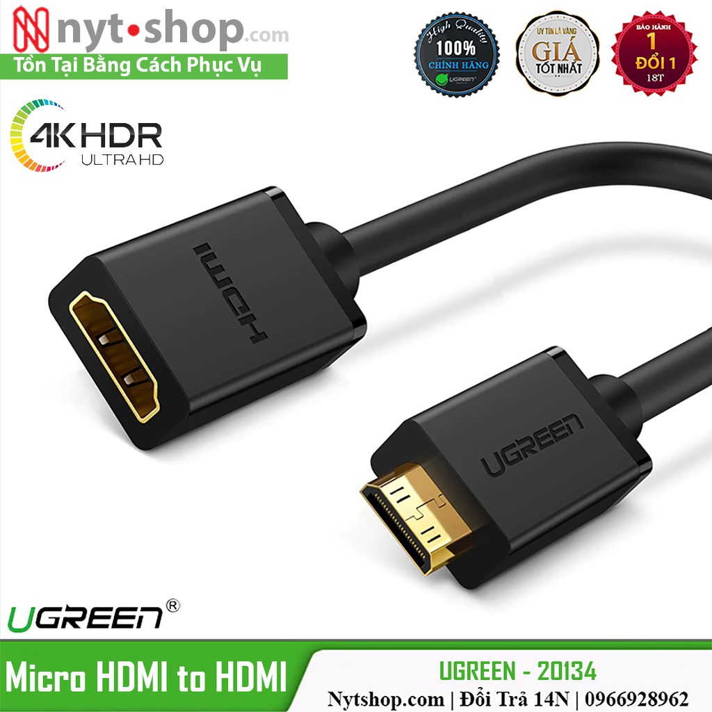 Cáp Mini HDMI ra HDMI 2.0 Hỗ trợ 4K@60Hz Cao Cấp UGREEN 20137