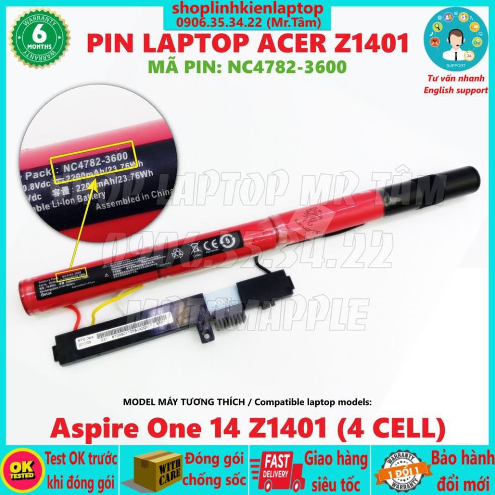 Pin Laptop ACER Z1401 (ZIN) - 4 CELL - Acer Aspire One 14 Z1401